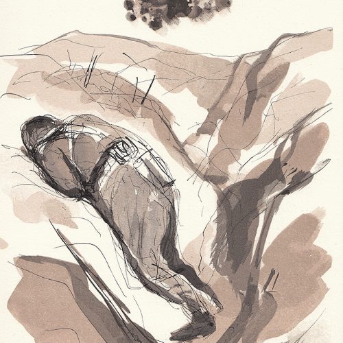 André Dunoyer de Segonzaceau_soldat sur le ventre dans une tranchée